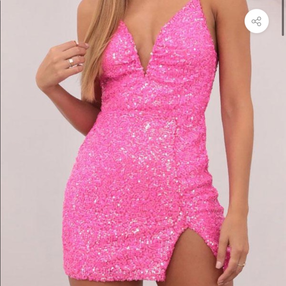 Hot pink body con dress